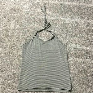 Green and White striped halter tank
